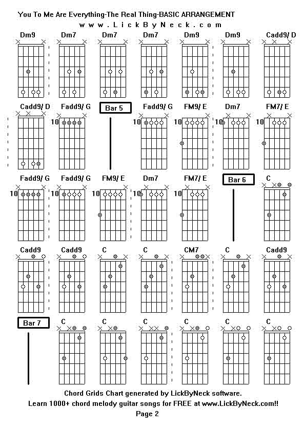 Chord Grids Chart of chord melody fingerstyle guitar song-You To Me Are Everything-The Real Thing-BASIC ARRANGEMENT,generated by LickByNeck software.